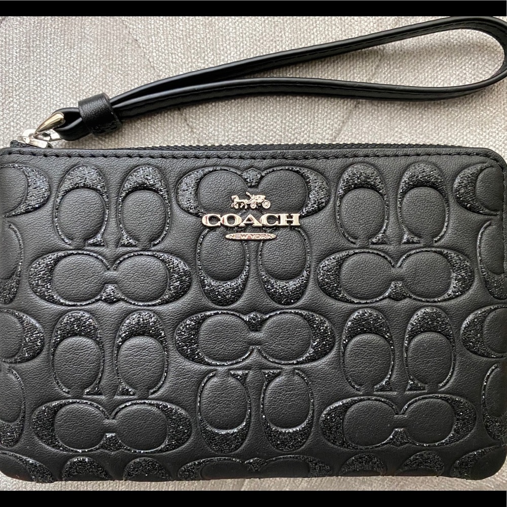 Coach Black Glitter Wristlet